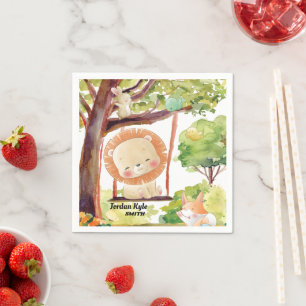 Lion, Fox, Bunny en Birds Blush Natuur slikken Servet