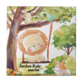 Lion, Fox, Bunny en Birds Blush Natuur slikken Tegeltje (Voorkant)