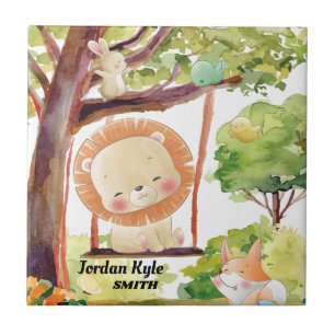 Lion, Fox, Bunny en Birds Blush Natuur slikken Tegeltje