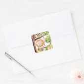 Lion, Fox, Bunny en Birds Blush Natuur slikken Vierkante Sticker (Envelop)