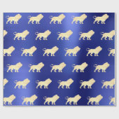 Lion Foxier Gold Glam VIP Metallic Sapphire Blue Cadeaupapier (Vlak)
