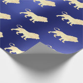 Lion Foxier Gold Glam VIP Metallic Sapphire Blue Cadeaupapier (Hoek)