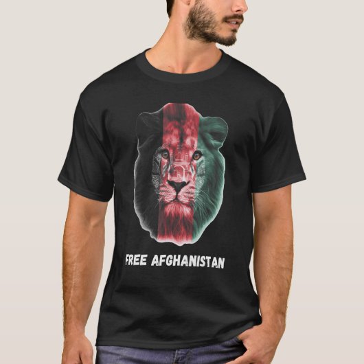 Lion Free Afghanistan Afghanistan Flag T-shirt (Voorkant)