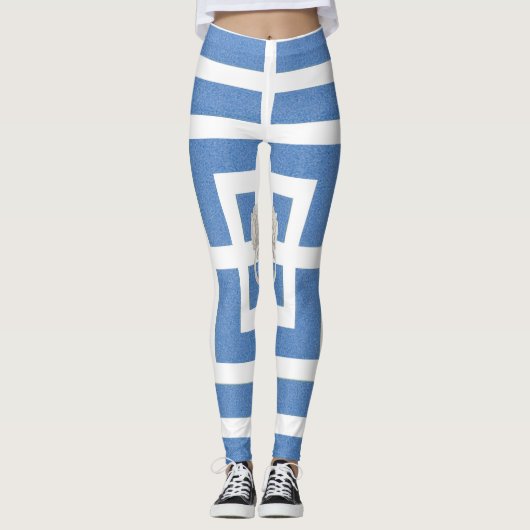 Lion Fret blue leggings (Voorkant)