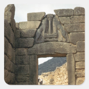 Lion Gate over de ingang Vierkante Sticker