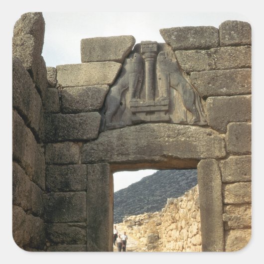 Lion Gate over de ingang Vierkante Sticker (Voorkant)