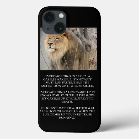 Lion Gazelle Running Quote Cell Phone iPhone Case (Achterkant)