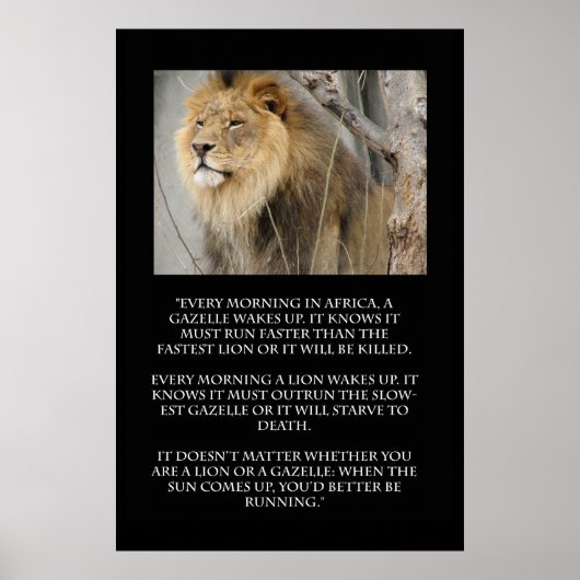Lion Gazelle Running Quote Poster (Voorkant)