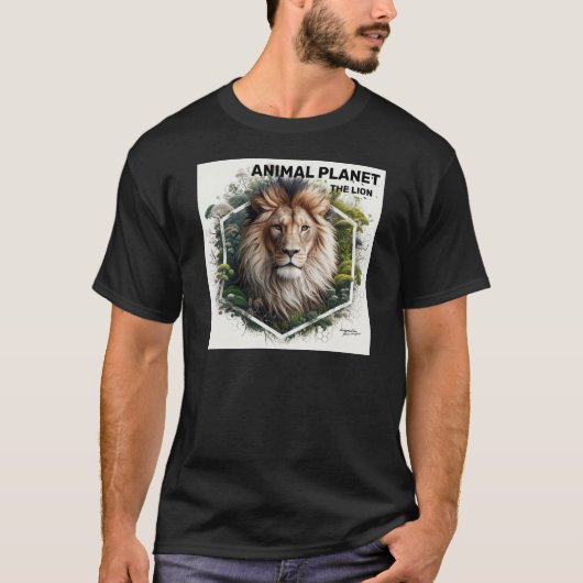 Lion gedrukt T-shirt - Animal Art (Voorkant)