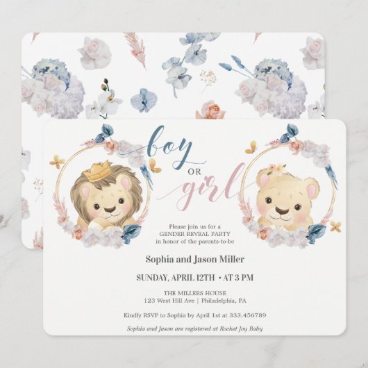 Lion Gender Reopenbaarmakingsuitnodiging Kaart (Voorkant / Achterkant)