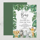 Lion Giraffe Elephant Safari Oerwoud Baby shower Kaart (Voorkant / Achterkant)