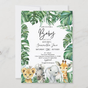 Lion Giraffe Elephant Safari Oerwoud Baby shower  Kaart