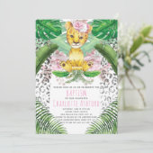 Lion Girl Illustration Safari Baptism Kaart (Staand voorkant)