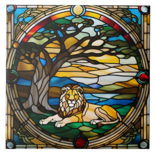 Lion Glas in lood decoratieve Tegel Tegeltje