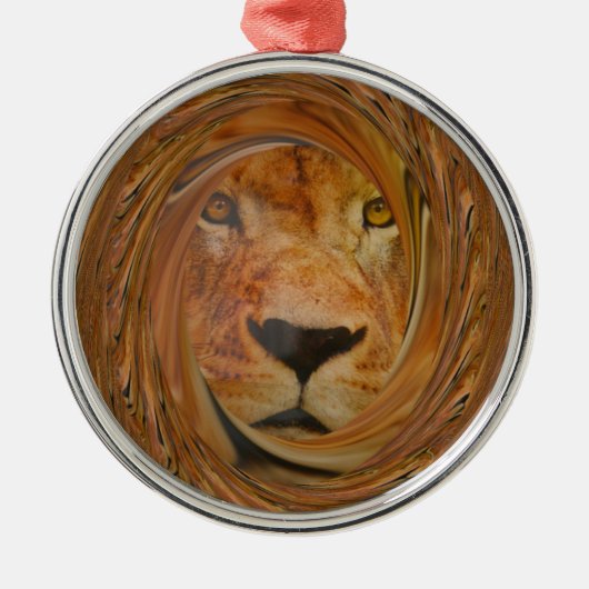 Lion glimlach metalen ornament (Voorkant)