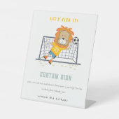 Lion Goalkeeper Voetbal Custom Verjaardagsfeest Reclamebord Met Voetstuk (Voorkant)
