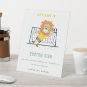 Lion Goalkeeper Voetbal Custom Verjaardagsfeest Reclamebord Met Voetstuk (Insitu)