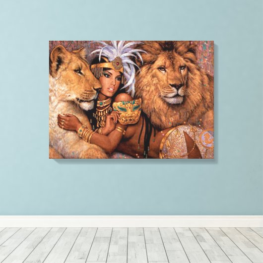 Lion Goddess Egyptian Princess Canvas Art (Insitu (Houten vloer))