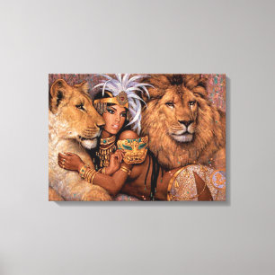 Lion Goddess Egyptian Princess Canvas Art Afdruk