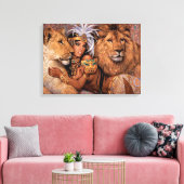 Lion Goddess Egyptian Princess Canvas Art Afdruk (Insitu (Woonkamer))
