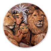 Lion Goddess Egyptian Princess Ceramic Pull Knob Keramische Knop (Voorkant)