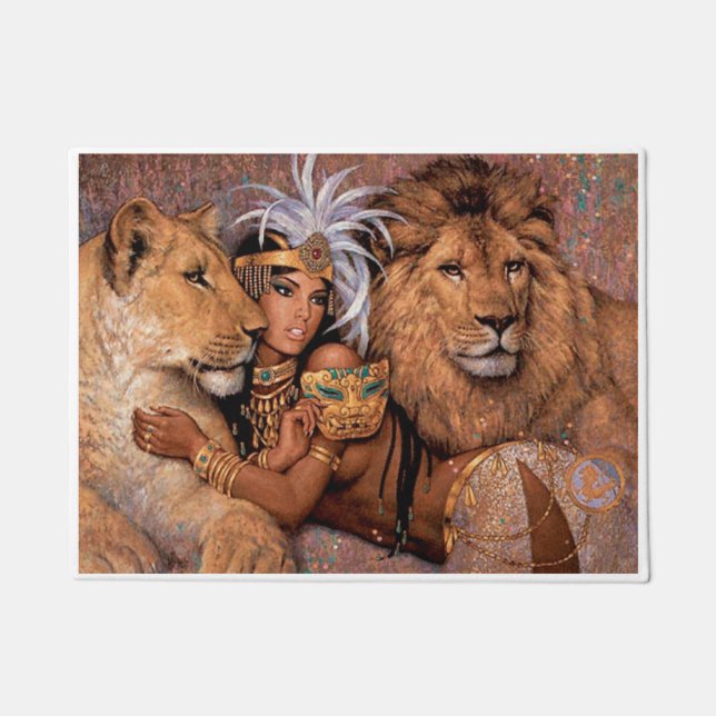 Lion Goddess Egyptian Princess Door Mat (Voorkant)