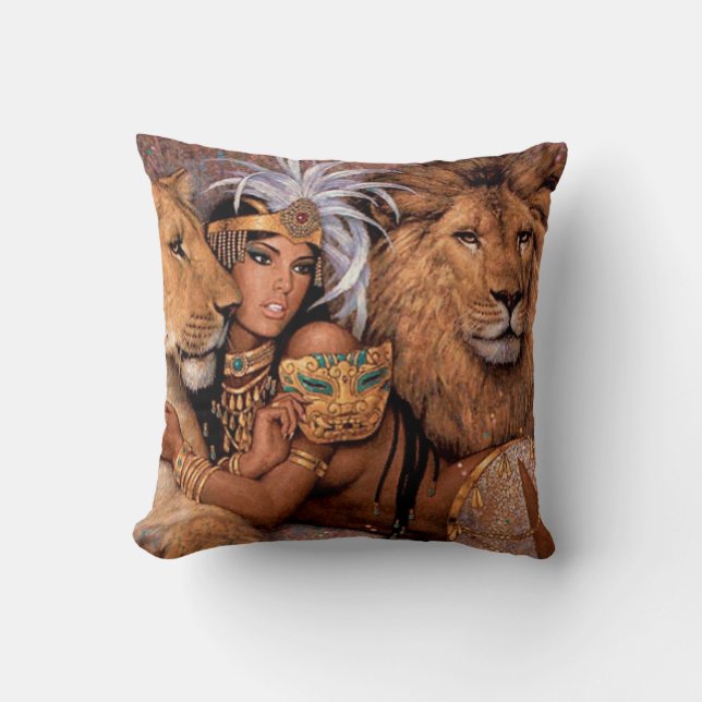 Lion Goddess Egyptian Princess Pillow Kussen (Voorkant)