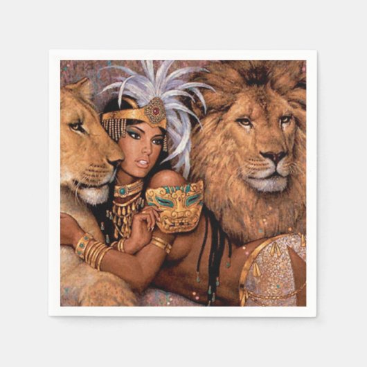 Lion Goddess Egyptische prinses Napkin Servet (Voorkant)