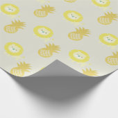 Lion & Gold Glitter Pineappel Grijze ompakken Papi Cadeaupapier (Hoek)