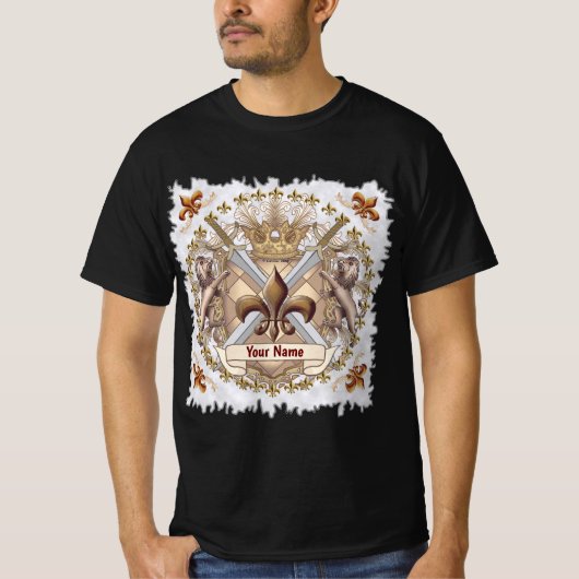 Lion Griffin Shield Family Crest Surname  T-shirt (Voorkant)