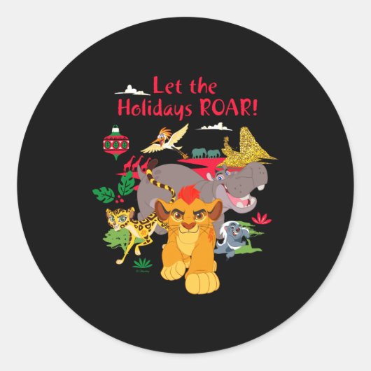 Lion Guard Let The Holidays Roar  Ronde Sticker (Voorkant)