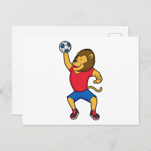 Lion Handball-speler Handball Briefkaart (Voorkant / Achterkant)