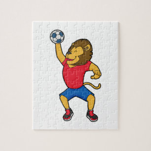 Lion Handball-speler Handball Legpuzzel