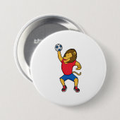 Lion Handball-speler Handball Ronde Button 7,6 Cm (Voorkant /achterkant)