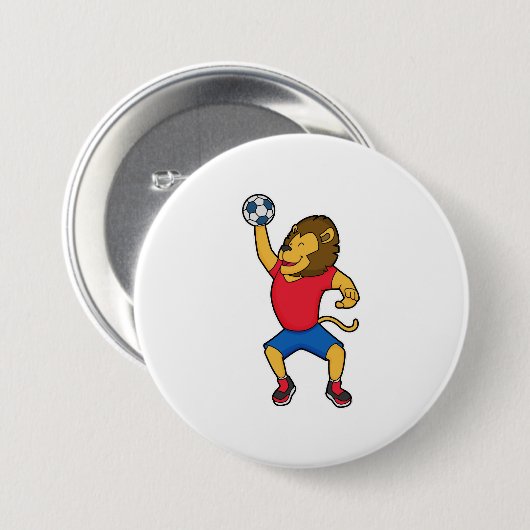 Lion Handball-speler Handball Ronde Button 7,6 Cm (Voorkant /achterkant)