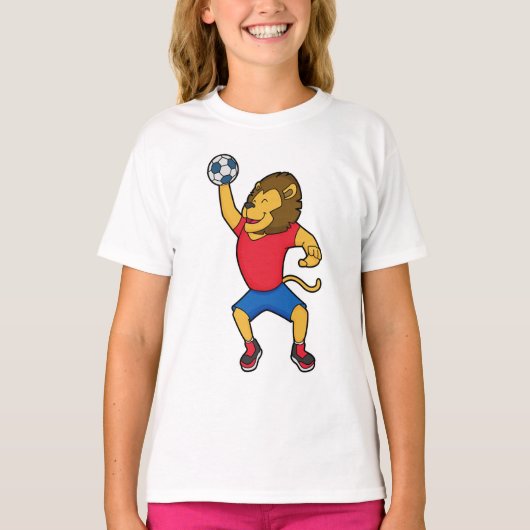 Lion Handball-speler Handball T-shirt (Voorkant)