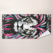 Lion Head badhanddoek | Punky Blue Pink Lion (Badhanddoek)
