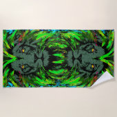 Lion Head Beach Towel | Green Lion Beach Towel Strandlaken (Voorkant)