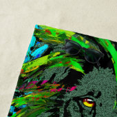 Lion Head Beach Towel | Green Lion Beach Towel Strandlaken (In situ)