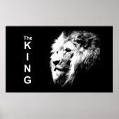 Lion Head Black en White Modern Pop Art Sjabloon Poster (Voorkant)