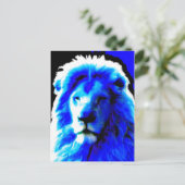 Lion Head Blue briefkaart (Staand voorkant)