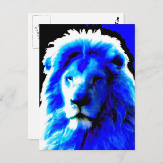 Lion Head Blue briefkaart (Voorkant / Achterkant)