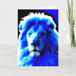 Lion Head Blue-groetkaart Kaart