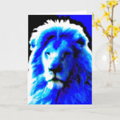 Lion Head Blue 'Happy Birthday'-begroetingskaart Kaart (Gele Bloem)