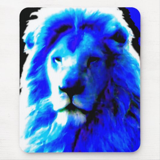 Lion Head Blue mousepad Muismat (Voorkant)