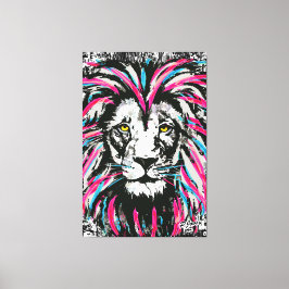 Lion Head Canvas | Blauwroze lioncanvas afdrukken