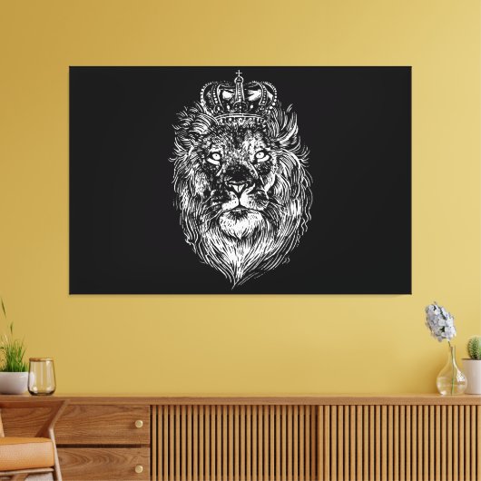 lion head design with wonderful charisma canvas afdruk (Insitu (Woonkamer))