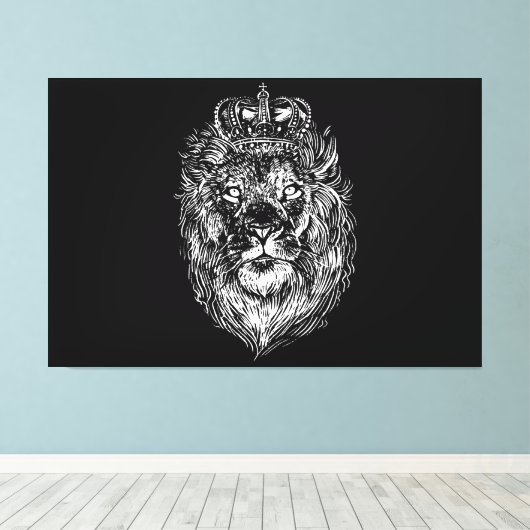lion head design with wonderful charisma canvas afdruk (Insitu (Houten vloer))