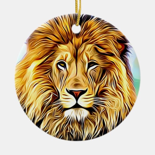 Lion head Digital-schilderij Keramisch Ornament (Voorkant)