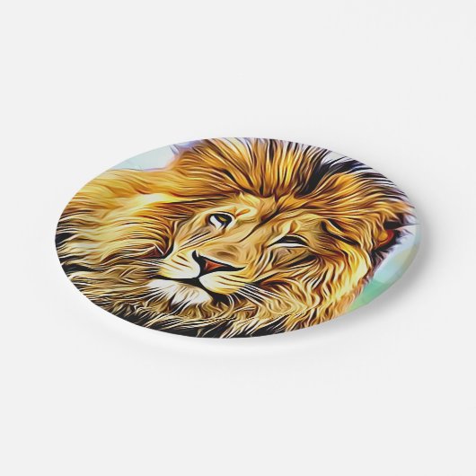 Lion head Digital-schilderij Papieren Bordje (Gekanteld)